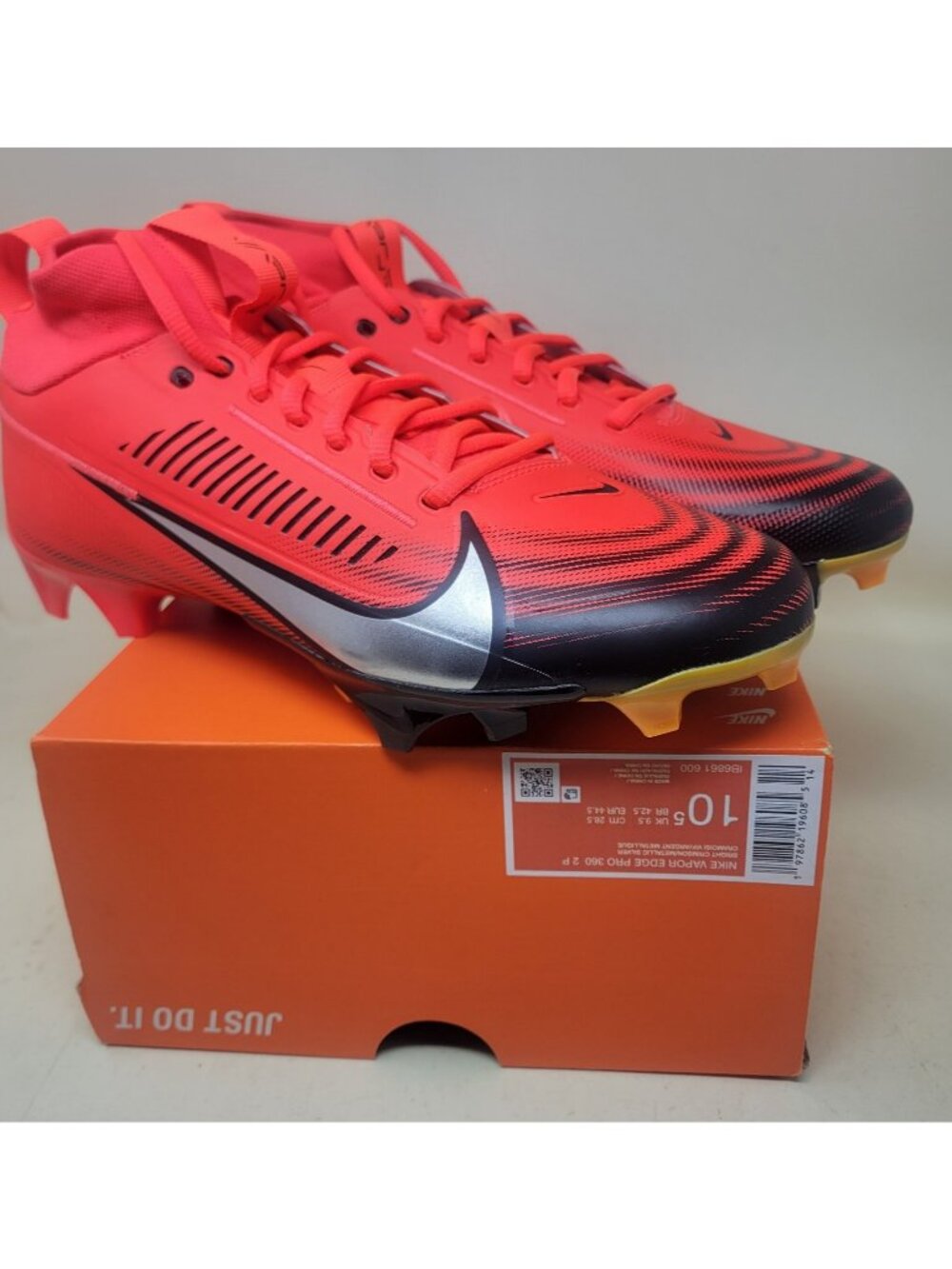 Nike Vapor Edge Pro 360 2 P Men's Size 10.5 Crimson Football Cleats IB6861-600